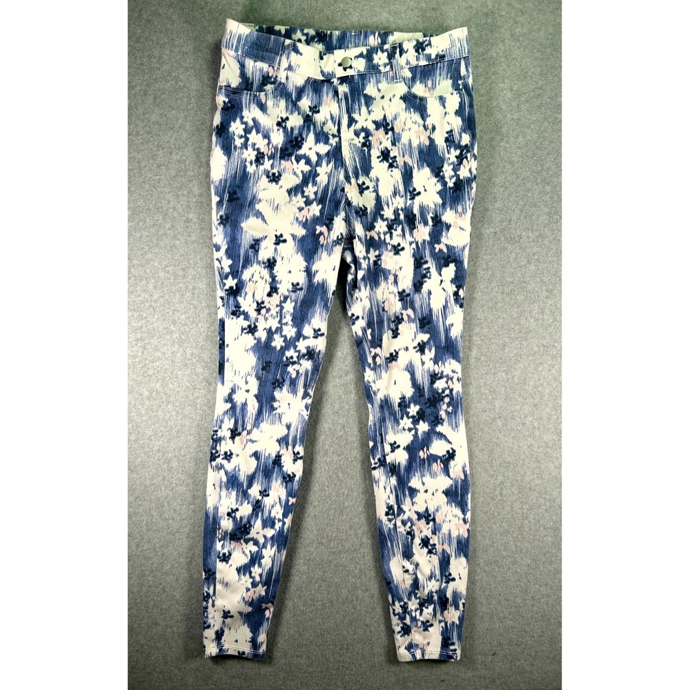 Time And Tru Jegging Jeans Womens Medium 8-10 White Blue Denim Floral Stretch
